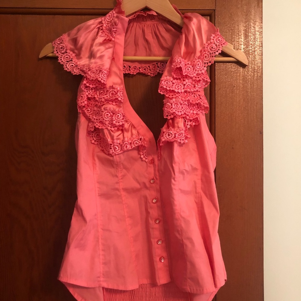 Bebe cascade ruffle with lace top